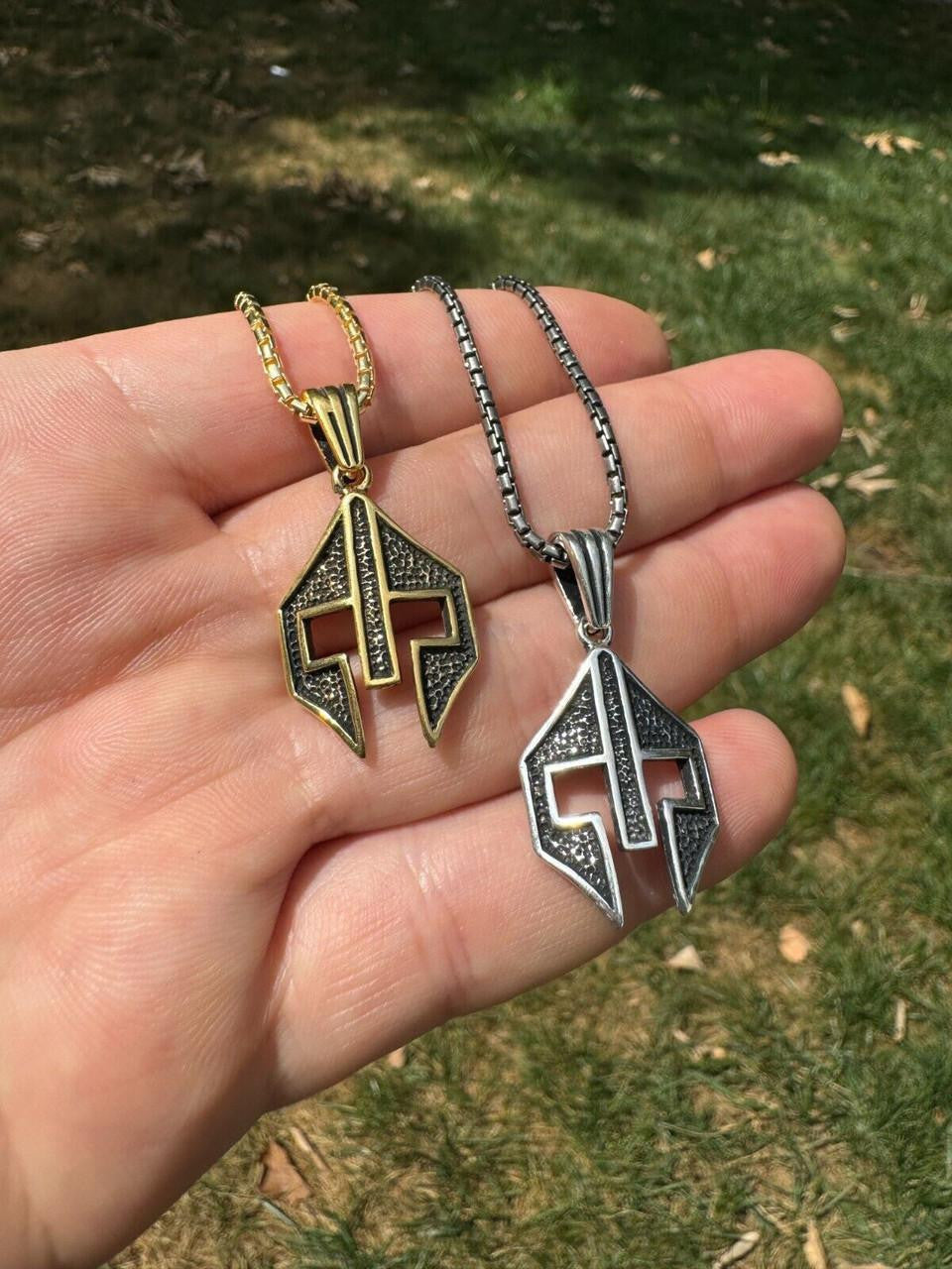 Spartan Gladiator Helmet Pendant | 14k Gold Vermeil Or Oxidized 925 Silver