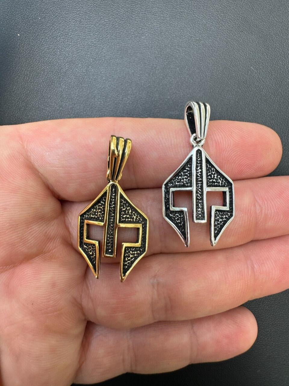 Spartan Gladiator Helmet Pendant | 14k Gold Vermeil Or Oxidized 925 Silver
