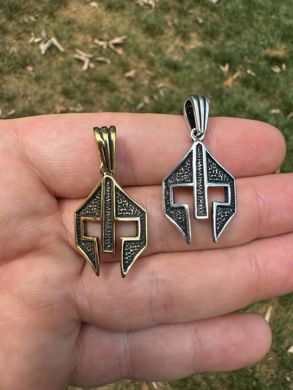 Spartan Gladiator Helmet Pendant | 14k Gold Vermeil Or Oxidized 925 Silver