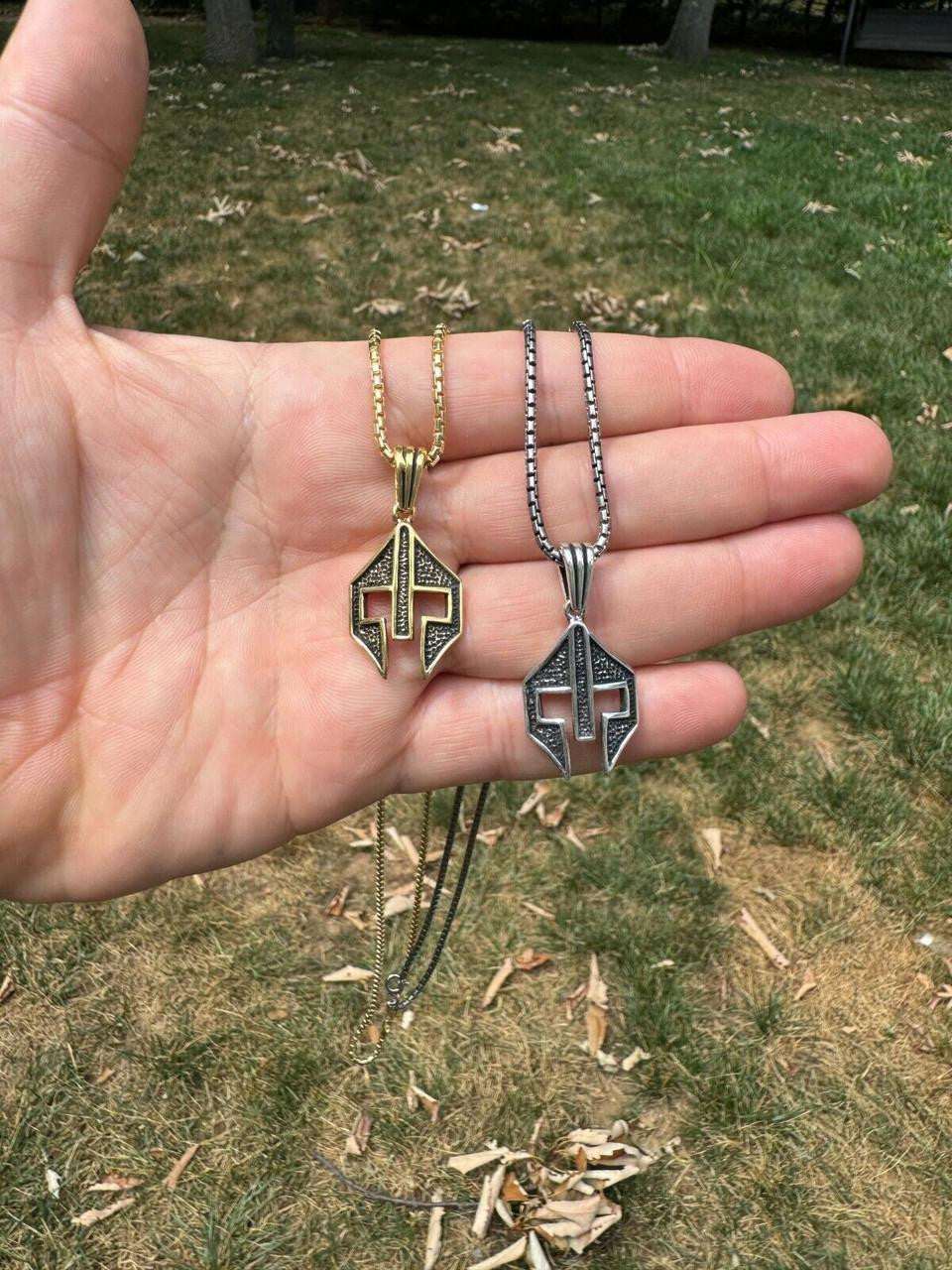 Spartan Gladiator Helmet Pendant | 14k Gold Vermeil Or Oxidized 925 Silver