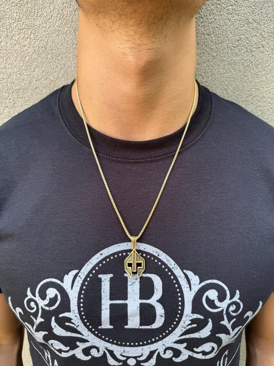 Spartan Gladiator Helmet Pendant | 14k Gold Vermeil Or Oxidized 925 Silver