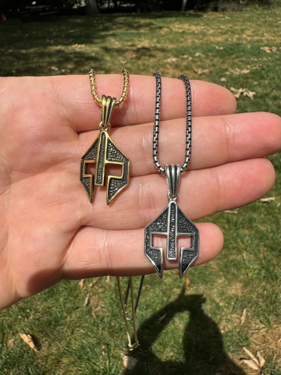 Spartan Gladiator Helmet Pendant | 14k Gold Vermeil Or Oxidized 925 Silver