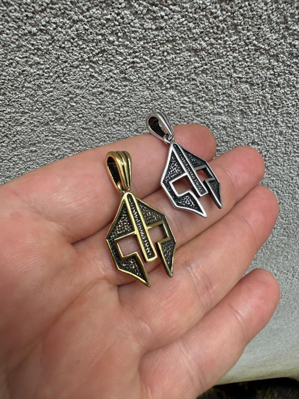 Spartan Gladiator Helmet Pendant | 14k Gold Vermeil Or Oxidized 925 Silver