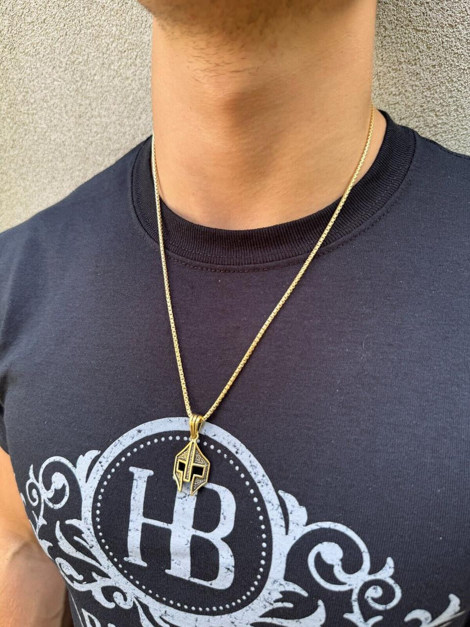 Spartan Gladiator Helmet Pendant | 14k Gold Vermeil Or Oxidized 925 Silver